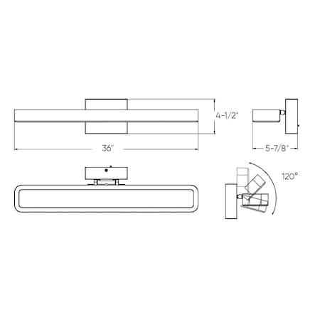 Dals Lighting Aria 36-Inch Rectangular Swivel Vanity Wall Sconce VSW36-CC-BK